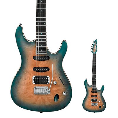 Guitarra Super Strato Tampo Maple Burl Ibanez SA460MBW SUB Sunset Blue Burst