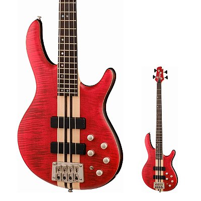 Baixo 4 Cordas Ativo Pré Bartolini Cort A4 PLUS FMMH Open Pore Black Cherry