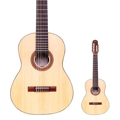 Violão 7 Cordas Acústico Nylon Tampo Maciço Rozini RX517.AC.F.LP Louro Preto Natural Fosco