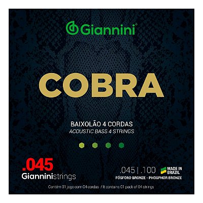Encordoamento Giannini Baixolão 4 Cordas 045 Fósforo Bronze GEEBASF Série Cobra
