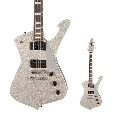 Guitarra Iceman Paul Stanley Signature Ibanez PS60 SSL Silver Sparkle com Bag