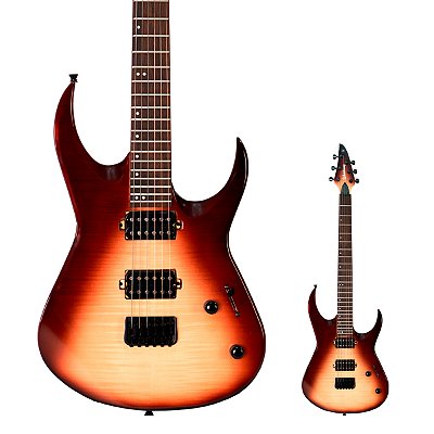 Guitarra Super Strato Tampo Flamed Waldman WM320F BRB Brown Burst