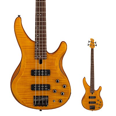 Baixo 4 Cordas Ativo Tampo Flamed Maple Yamaha TRBX604FM MA Matte Amber