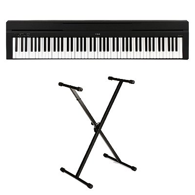 Kit Piano Digital Yamaha P-45B com Suporte em X