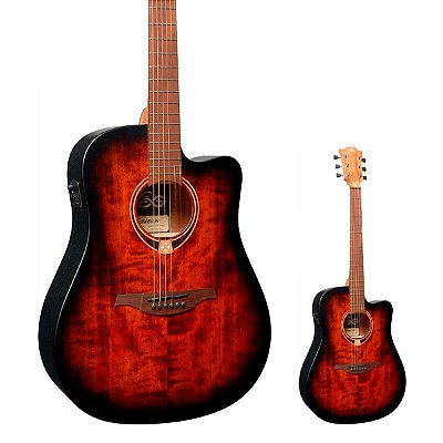 Violão Elétrico Folk Tampo Sólido Lâg T70DCE-B&B Black & Brown