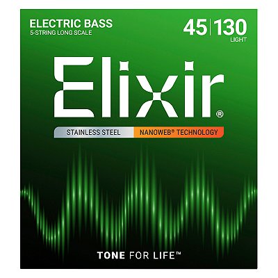 Encordoamento Baixo 5 Cordas Elixir 045 Nanoweb