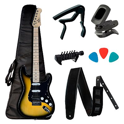 Guitarra Strato Shelter SSW 2 Tone Sunburst com Acessórios - Kit Start