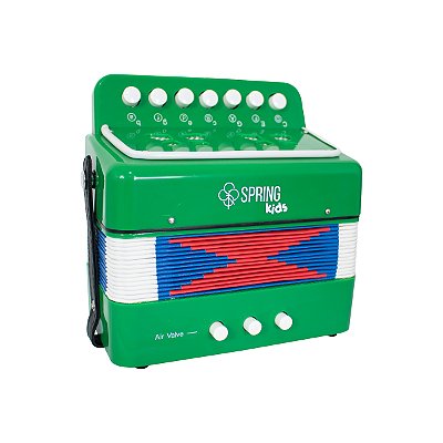 Acordeon Infantil 3 Baixos 7 Botões Spring Kids SPK-73V Verde