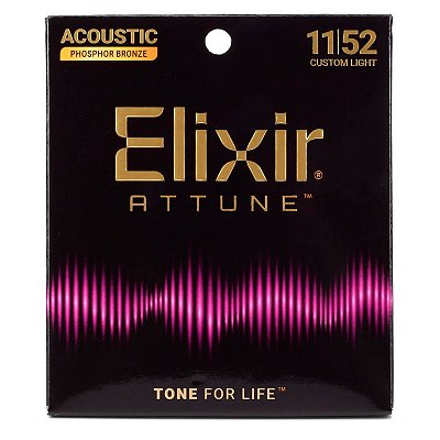 Encordoamento 011 Violão Aço Elixir ATTUNE Custom Light