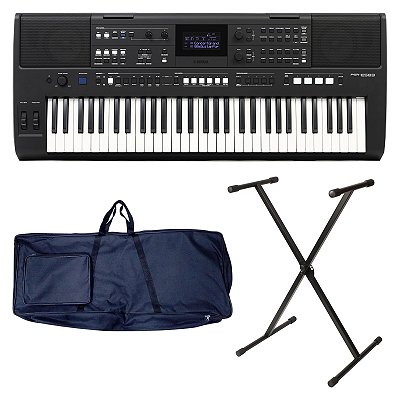 Kit Teclado Yamaha PSR-E583 com Capa e Suporte - Kit Start