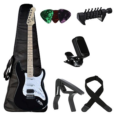 Kit Guitarra Strato Shelter SSW ASH PRO TBK com Acessórios - Kit Start