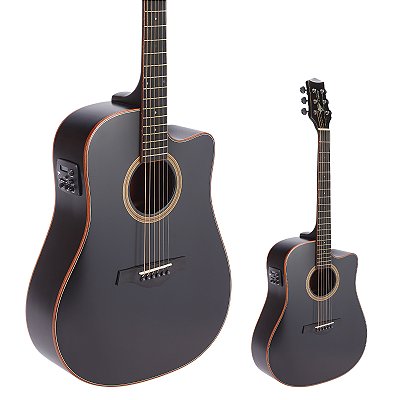Violão Elétrico Aço Folk PHX J. White AH-106 BKM-41 Preto Fosco