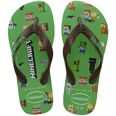 Chinelo Havaianas Kids Minecraft Infantil - Verde Folha