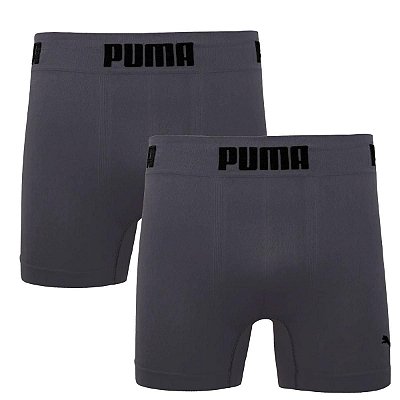Kit Cueca Boxer Masculina Sem Costura Puma 2 Unidades - Chumbo/Chumbo