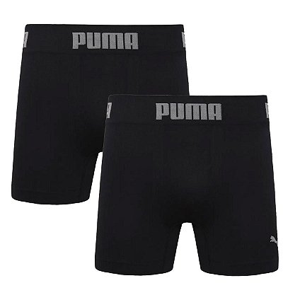 Kit Cueca Boxer Masculina Sem Costura Puma 2 Unidades - Preto/Preto