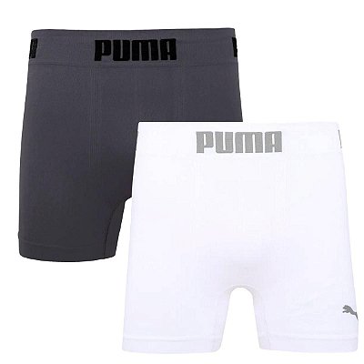 Kit Cueca Boxer Masculina Sem Costura Puma 2 Unidades - Branco/Chumbo
