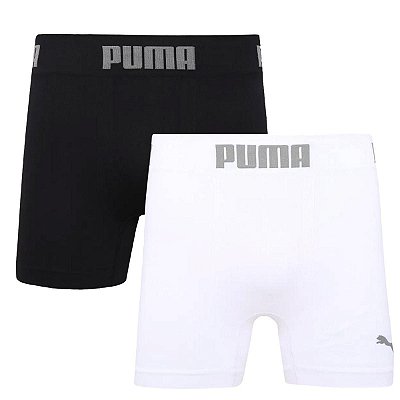 Kit Cueca Boxer Masculina Sem Costura Puma 2 Unidades - Branco/Preto
