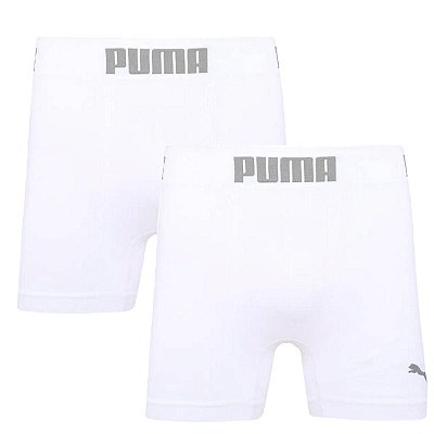 Kit Cueca Boxer Masculina Sem Costura Puma 2 Unidades - Branco/Branco