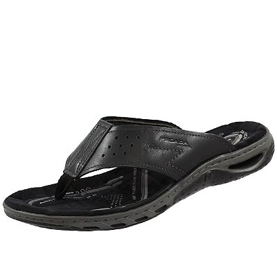 Chinelo Pegada em Couro Com Amortecimento AMORTECH - Preto