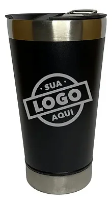KIT 03 Copos Térmicos com Tampa e Abridor 473ml Personalizados à Laser com sua logo