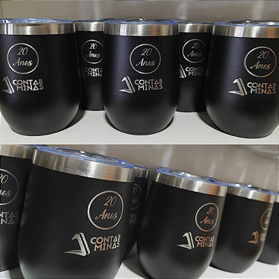 Kit 03 Copos Térmicos com Tampa Cuia  320ml Personalizados à Laser com sua logo