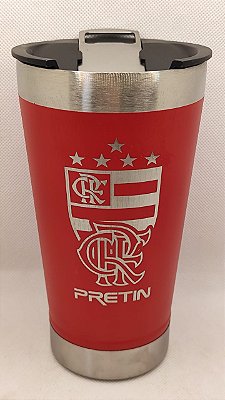 Copo Térmico com Tampa e Abridor 473ml Personalizado à Laser com sua logo / Nome /Frase - Vermelho