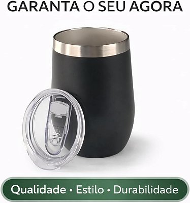 KIT 10 Copos Térmicos 360ml modelo Cuia com Tampa Personalizados à Laser com sua logo