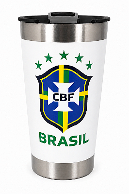 Copo Térmico com Tampa e Abridor 473ml do Brasil Copa do Mundo