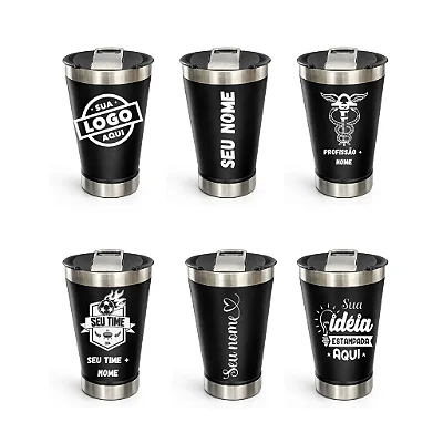 Copo Térmico com Tampa e Abridor 473ml Personalizados à Laser com sua logo