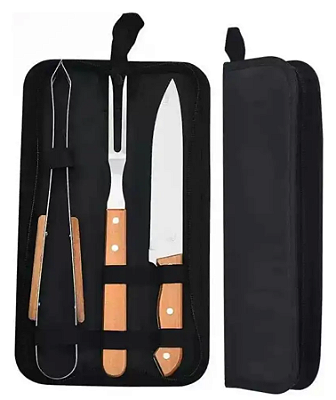 10 Kit Churrasco 3 Peças Personalizado Logo Nome etc