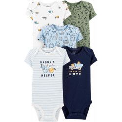 Kit com 5 Bodies Carter's Manga Curta - Monstro
