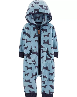 Macacão em Fleece sem pezinho com capuz Carter´s - Cachorro