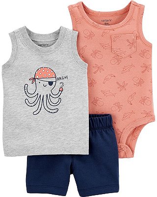 Trio com Shorts Carter´s - Polvo Pirata