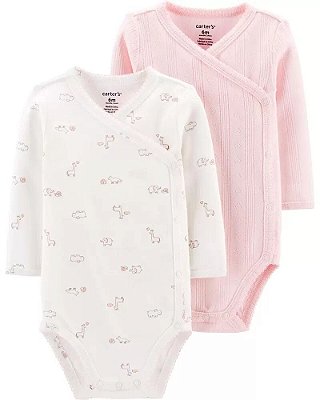 Kit com 2 Bodies Kimono Carter's Manga Longa - Bichos