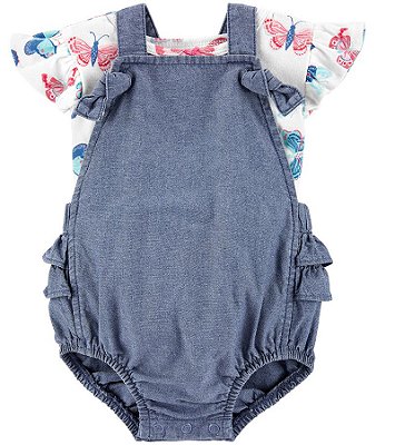 Jardineira Jeans Carter´s - Borboletas