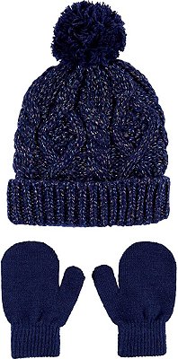 Kit Gorro e Luvas Carter´s - Glitter Marinho - 12-24 meses