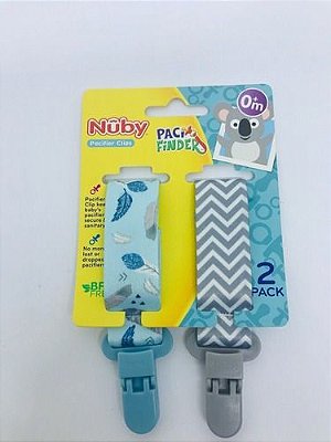 Kit com 2 Prendedores de Chupeta Nûby - Pena/ Zig-zag
