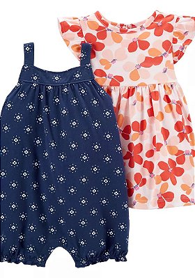 Conjunto 3 Peças Romper, Vestido e Calcinha Carter´s - Floral