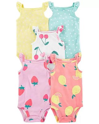 Kit com 5 Bodies Carter's Regata - Frutas