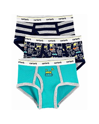 Kit com 3 Cuecas Carter´s Trator - 6-7 anos