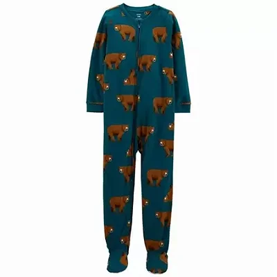 Macacão em Fleece com Pezinho Carter´s - Azul Petróleo Urso