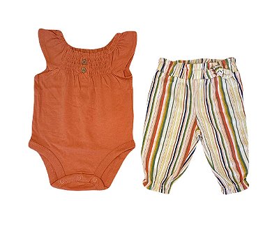 Conjunto 2 peças Carter´s - Listrado/ Alaranjado