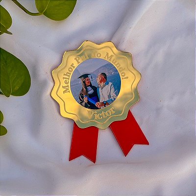 Medalha com Foto Imã de geladeira Dia dos Pais