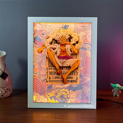 Luminária Quadro One Piece - Luffy Gear 5