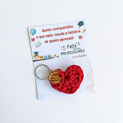 Chaveiros em crochê com cartão personalizado Dia dos Professores