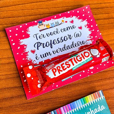Cartão com Chocolate - Lembrancinha Dia dos Professores