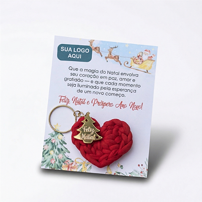 Chaveiro em Crochê com cartão personalizado Brinde de Natal