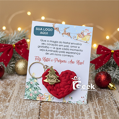 Chaveiro em Crochê com cartão personalizado Brinde de Natal