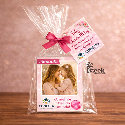 Foto com imã + Tag + Laço - Dia das Mães