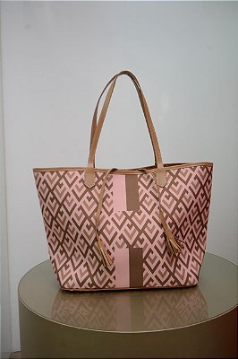 Bag Estampa Losango Rosa e Marrom